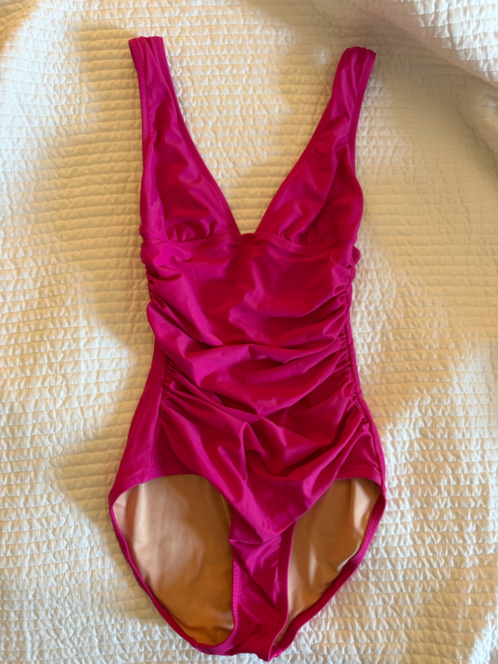 J. Crew Hot Pink Ruched One-Piece Swimsuit